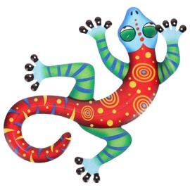 HEMOTON 3D Wall Decoration Figurine Metal Gecko Garden Decoration Animals Iron Garden Figures Decorative Wall Sculpture Wall Object Garden Statue Living Room Sculpture for Balcony Terraces Decorative