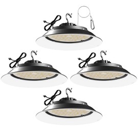 4Pack LED High Bay Light 240W(280 * 1W LED) with Relfector 36000lm 5000K High Bay LED Shop Lights with US Plug, AC100-277V Commercial UFO LED Light for 25-35FT Height -4Pack