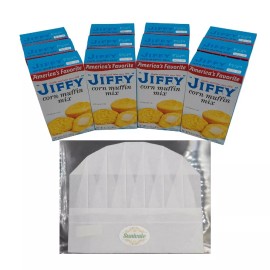 Sunivale 12 Boxes Jiffy Cornbread Mix and a Sunivale Chef Hat Each Box Makes 6 Muffins!