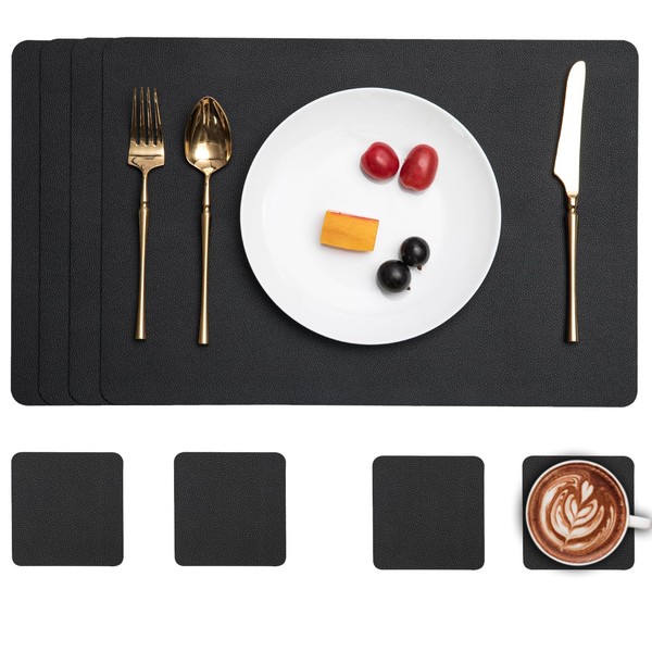 Myir JUN Washable Placemats and Coasters, Leather Place Mats, Wipe