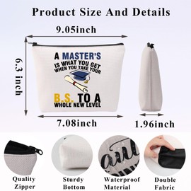 PLITI Masters Degree Graduation Gifts Class Of 2024 College Graduation Gifts Makeup Bag For Friend Sister Daughter Graduation (New Level Master Bag)