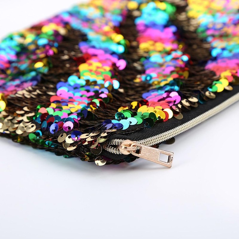 Double-Sided Glitter Pencil Case Reversible Sequin Zipper Pencil Pouch for