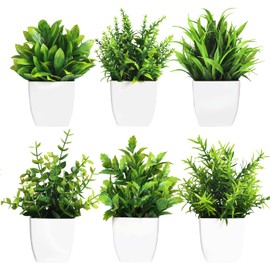 MOONPAI 6 Piezas de Plantas Artificiales,Plantas Artificiales en Maceta,Plantas de Vegetación Falsas para Decoración de Escritorio, Decoración de...  