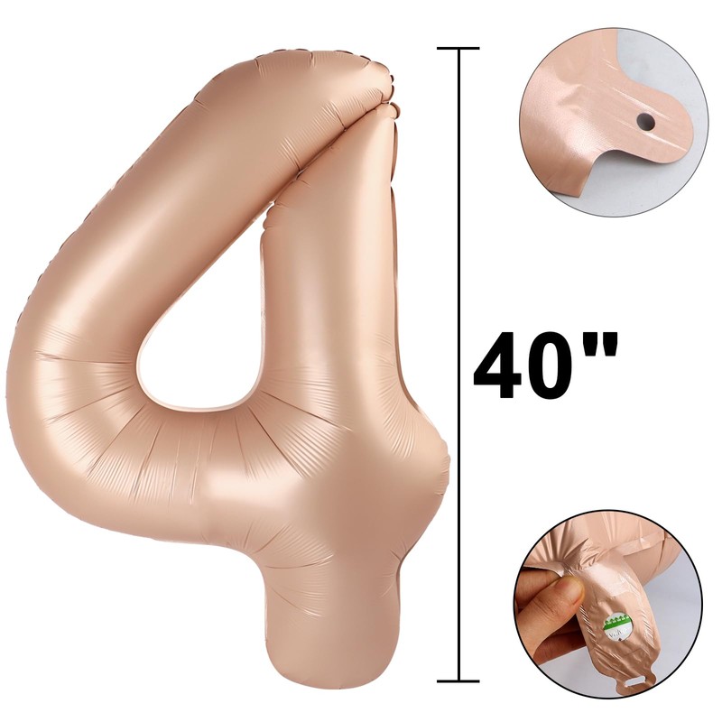 40 Inch Large Caramel 4 Balloon Numbers Big Foil Number