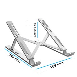 McStorey Laptop Standı Dizüstü Bilgisayar Standı MacBook Standı Notebook Katlanabilir Taşınabilir Metal Standı Gümüş