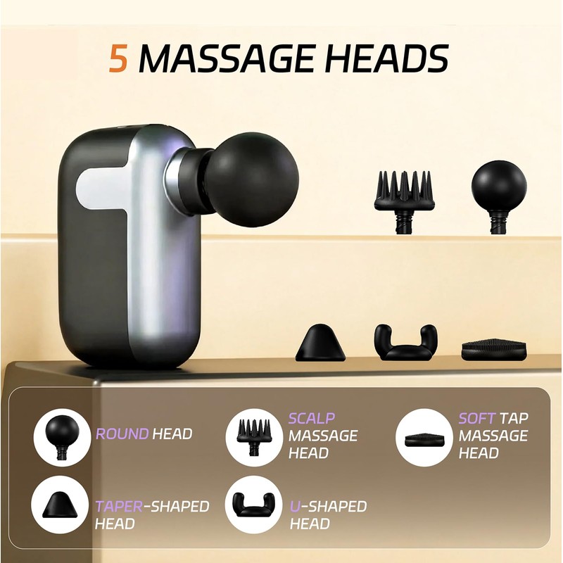 Super Mini Massage Gun with 5 Massage Heads
