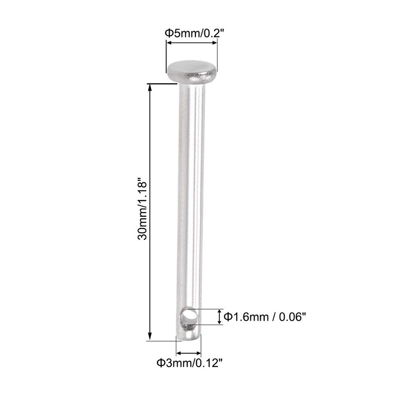 sourcing map 4 Pieces Single Hole Clevis Bolts Flat Head