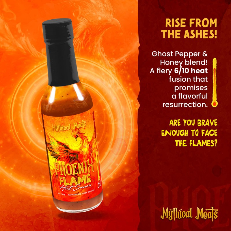 Mythical Meats Phoenix Flame Hot Sauce - Ghost Pepper &