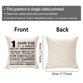 1 Year Marriage Gift For Him Her 45 x 45 cm Cushion Cover Paper Wedding Gift Best Wedding Anniversary Gift Idea 1st Anniversary Gift For Newlyweds Girlfriend Couples Man Woman (1st)