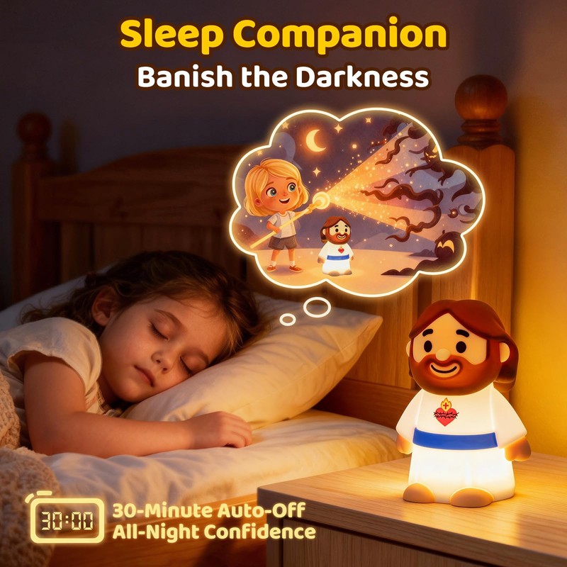 Caaaat Jesus Night Light for Kids, BPA-Free Silicone, 30-Min Timer
