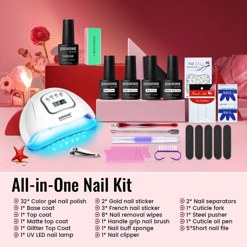 JODSONE Gel Nail Polish Kit with U V Light 32