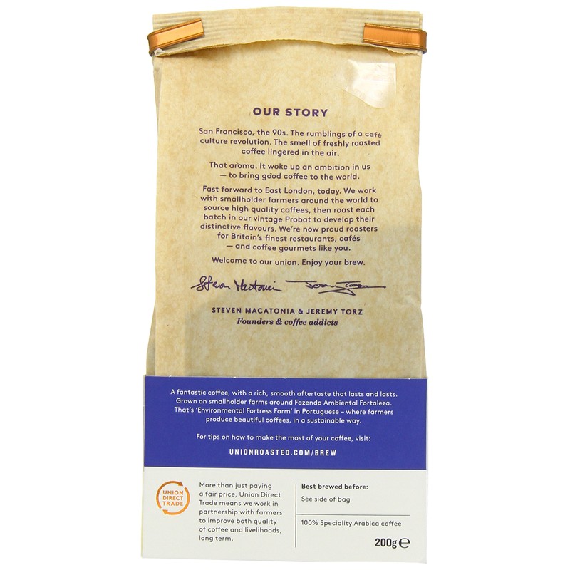 Union Hand Roasted Coffee Brazil Ground Coffee, 200g