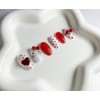 Magnetic Red Cat Nail Tips - Coffin Egg / 자석