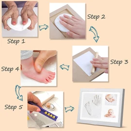 Baby Hand and Footprint Kit, Keepsake Frame for Newborn Boys & Girls Baby Shower Gifts for Mom with Clay Pin Tape Hook Frame