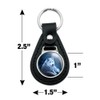 GRAPHICS & MORE White Wolf Moon Black Leather Keychain