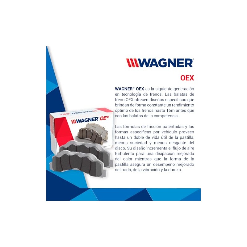 WAGNER Balatas OEX Traseras Compatible con HUMMER H3 de 2006