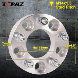 TOPAZ 1.25" Wheel Spacers, 5x115 to 5x4.5 Wheel Spacer M12x1.5 Hub Bore 74mm Wheel Adapters Spacers for Equinox Cascada Envision LaCrosse ATS (Pack of 4)