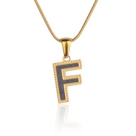 TaYolnFaSo Enamel Letter Necklace for Women 18K Gold Plated Herringbone Initial Necklace Dainty Thin Snake Chain Enamel Jewelry Gift for Her, Stainless Steel, No Gemstone