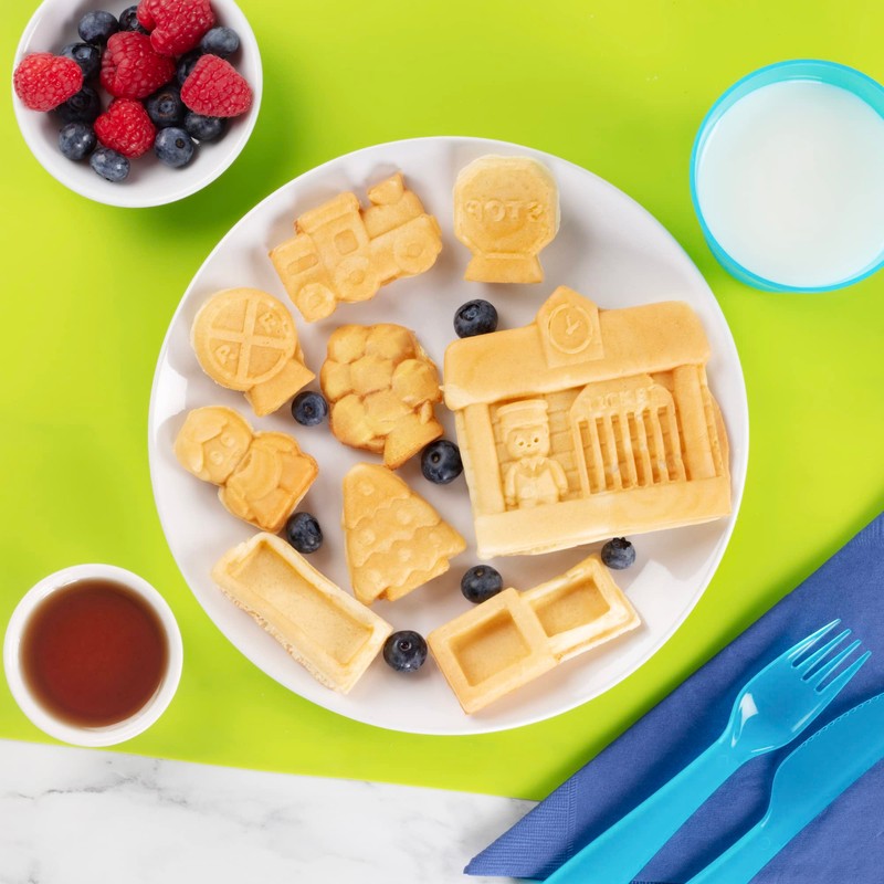 Train Set Waffle Maker- Build Waffle or Pancake Shaped Tracks,