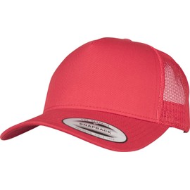 FLEXFIT Trucker Cap, Classic Trucker Hat, Baseball Trucker Cap with 5-Panel and Mesh Back, Adjustable Baseball Hat with Plastic Closure, Headwear, Unisex, Colour: Red, Size: One Size