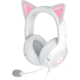 Razer Kraken Kitty V2 USB Wired RGB Headset: Chroma RGB Kitty Ears - Stream Reactive Lighting - HyperClear Cardioid Mic - 40 mm Drivers - 7.1 Surround Sound - Comfortable Ear Cushions - White
