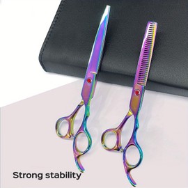 ULG Professional Hair Scissors Kit 6.5 inch Right-Hand Razor Edge Barber Scissors Salon Hair Cutting Shears Made of Japanese Stainless Steel, Hand Sharpened Rainbow Set