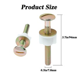 NYGHMY 4-Pack Steel Toilet Seat Screws, Hinge Bolts and Nuts, Heavy Duty Toilet Seat Fasteners with Plastic Nuts and Metal Washers, Toilet Hardware Replacement for Top Mount Toilet Seat Hinges (94mm)