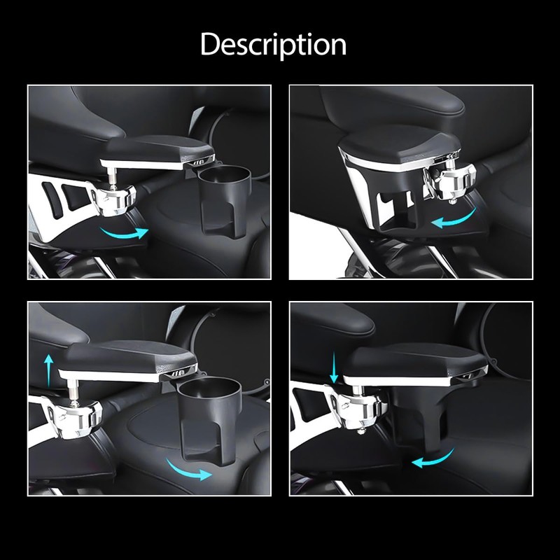 Kiawnia Rear Adjustable Passenger Armrests with Cup Holder Fit for