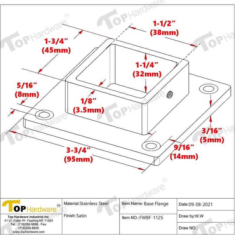 Stainless Steel 316 Grade Floor or Wall Base Flange for