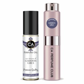 CA Perfume Duo Impression of Goddess Girls For Women Perfume Layering Set Long Lasting Travel Size EDP + Body Oil Roll-On Bottle 0.27 Fl Oz+0.33 Fl Oz
