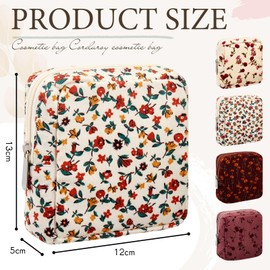 Abbylike 4 Pcs Floral Makeup Bag Cosmetic Bag with Zipper Portable Small Pouches for Purse Toiletry Mini Pouch Cute Mini Makeup Purse for Coin Essentials Items Women (Retro)