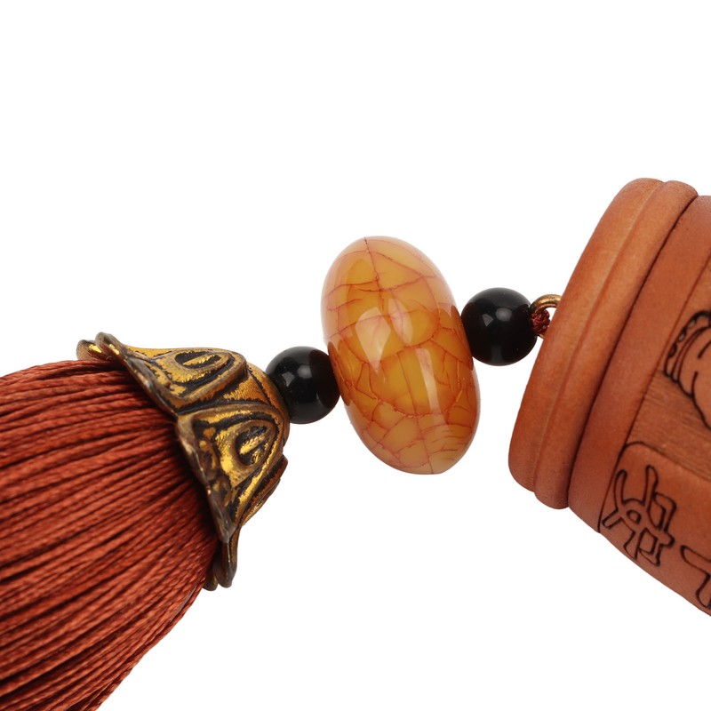 Wood Carved Amulet Pendant Peach Wood Detailed Carving Beautiful Safe