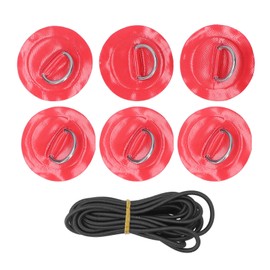 6pcs Inflatable Boat Kayak DRing Pad Patch Marine Fixed Buckle with Elastic Bungee Cord(Red )