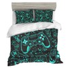 Sunnycitron Black Green Gamepad Gamer Comforter Set for Boys Gaming