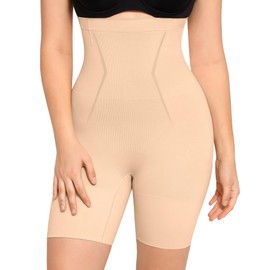 FeelinGirl Body Shaper Tummy Control Shapewear Shorts Thigh Slimmer Butt Lifter Panties Girdle for Women Under Dresses Beige