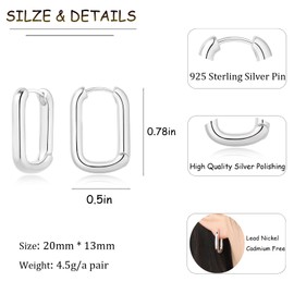 HEEYA® Silver Hoop Earrings for Women Sterling Silver Hoop Earrings 14K White Gold Plated Lightweight Hypoallergenic Chunky Open Hoops Small Triangle Hoops - Gift for Christmas Girls