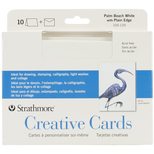 Strathmore Cards & Envelopes 5"X6.875" 10/Pkg-Palm Beach White W/Plain Edge