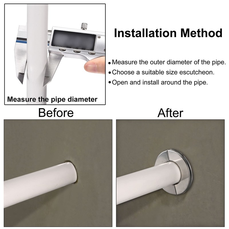 sourcing map Wall Split Flange, Stainless Steel Round Escutcheon Plate