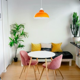 LEDSone Farmhouse Orange 29cm Metal Lamp Shade Open Style Lamp Guard Hanging Pendant Light Round Shade Hanging Light Fixture Ceiling Light Shade Perfect DIY Lamp Shade Replacement Accessories