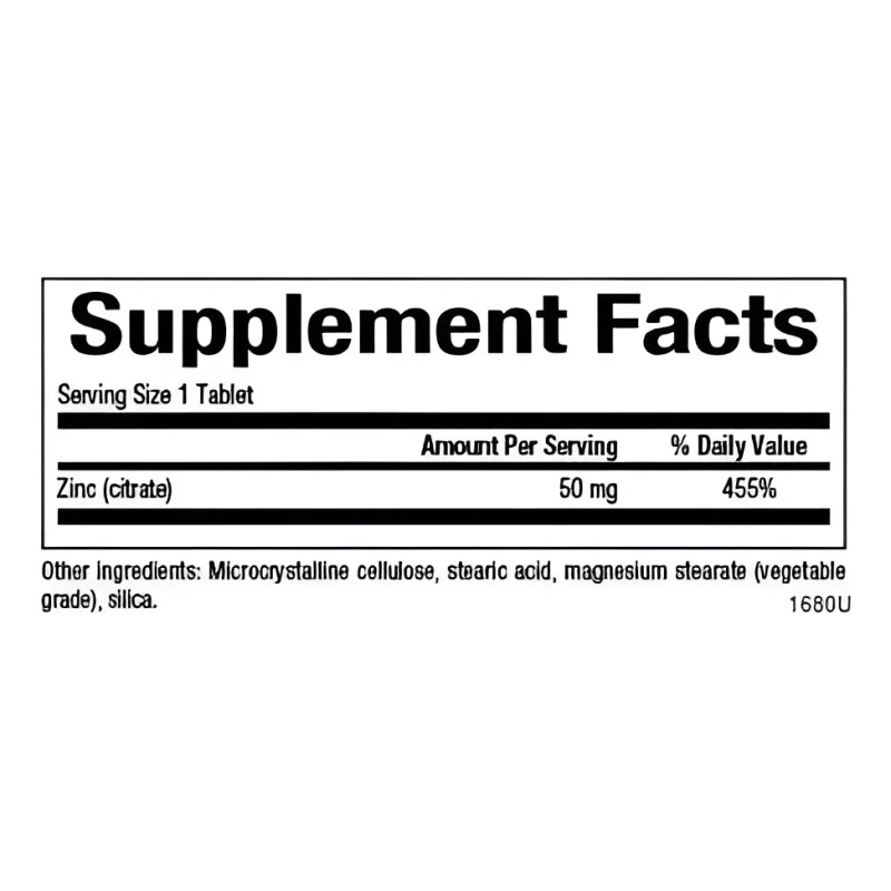Zinc Citrato 50mg Natural Factors Tabletas Veganas Sabor