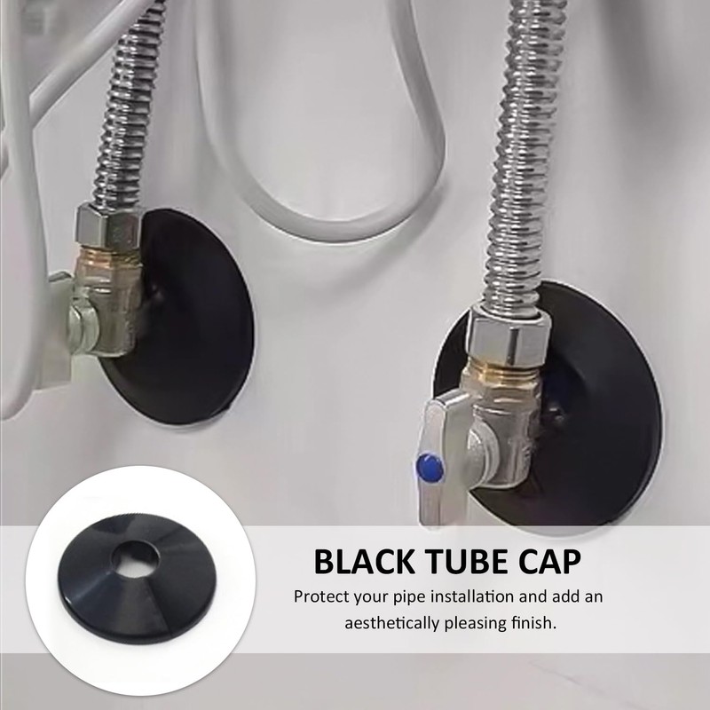 3 Pack Black Pipe Covers, 3 Pieces Pipe Collars, 200mm