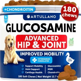 Artullano Glucosamine for Dogs Hip Joint Supplement for Dogs with Arthritis 120 Soft Chews