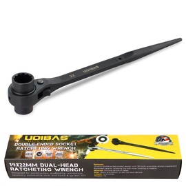 19mm×22mm Professional Grade 12 Point Double Ended Socket Ratcheting Podger Scaffold Spud Wrench,Black