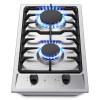 12 Inch Built-In Stainless Steel/Tempered Glass Gas Cooktop 2-Burner Propane