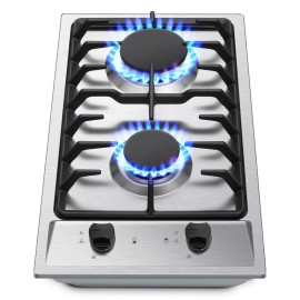12 Inch Built-In Stainless Steel/Tempered Glass Gas Cooktop 2-Burner Propane Stove TopMaterial: 12inch (Stainless Steel )