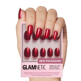 Glamnetic Glamnetic Press On Nails - Cherry Glaze | Short Round Bright Cherry Red Nails with a Glaze Finish | 15 Sizes - 30 Nail Kit with Glue