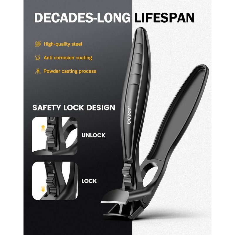 BEZOX Toenail Clippers for Seniors – Upgraded Long Handled Curved