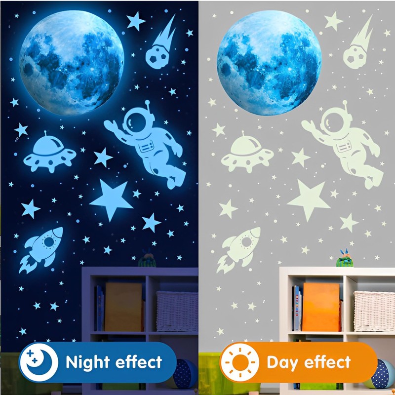 AZ-FRONT Glow in the Dark Stickers, Space Theme Set, Star,