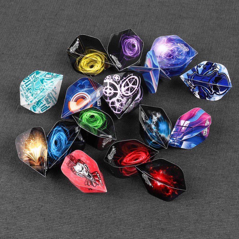 CyeeLife-48pcs Dart Flights + 32pcs Plastic Flight Protectors-Standard Dart Flight