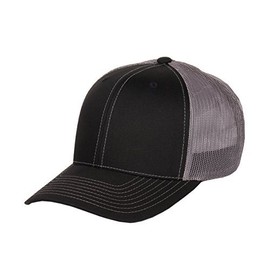 RICHARDSON Twill Mesh Back Trucker Hat with Adjustable Plastic Snapback (Black Charcoal)